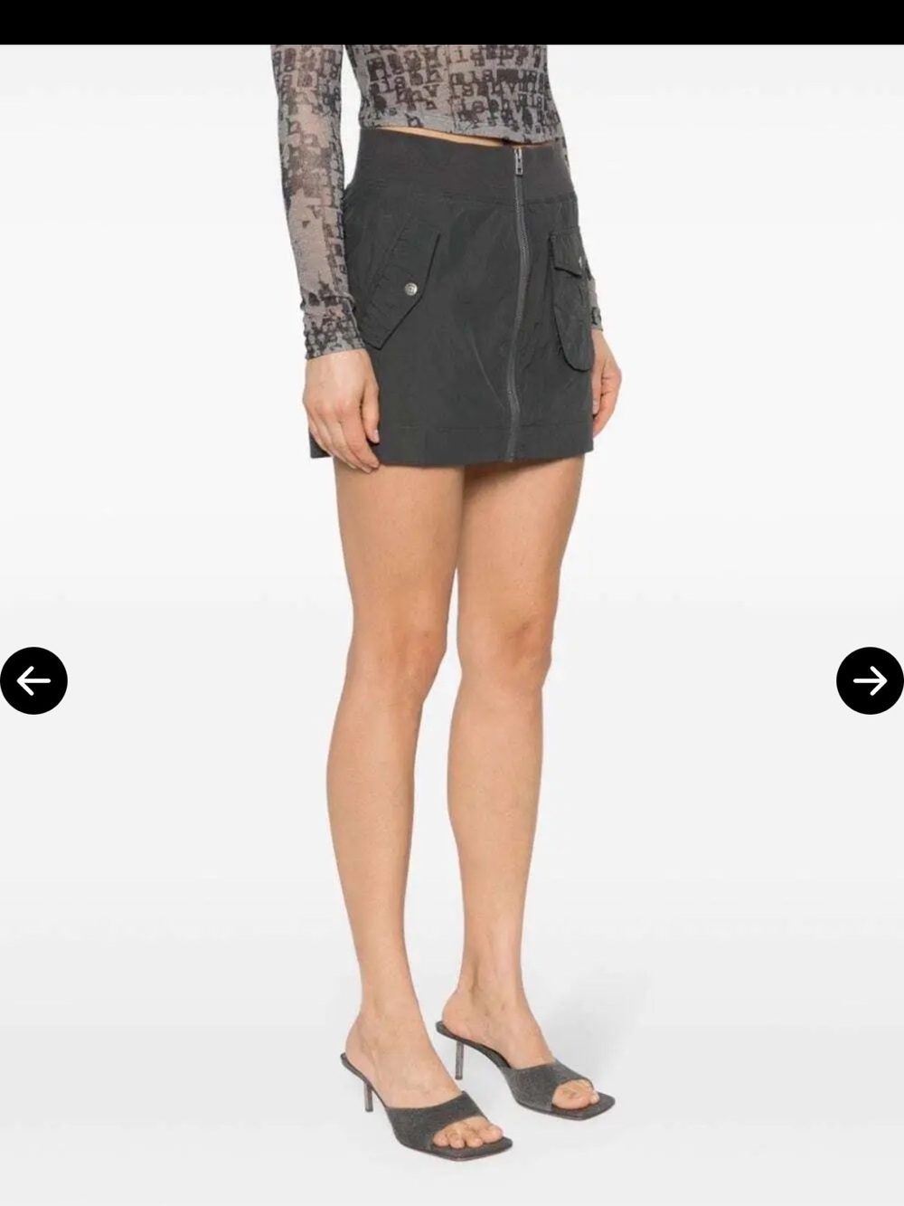 Ksubi grey Cargo Zip-Front Mini Skirt
